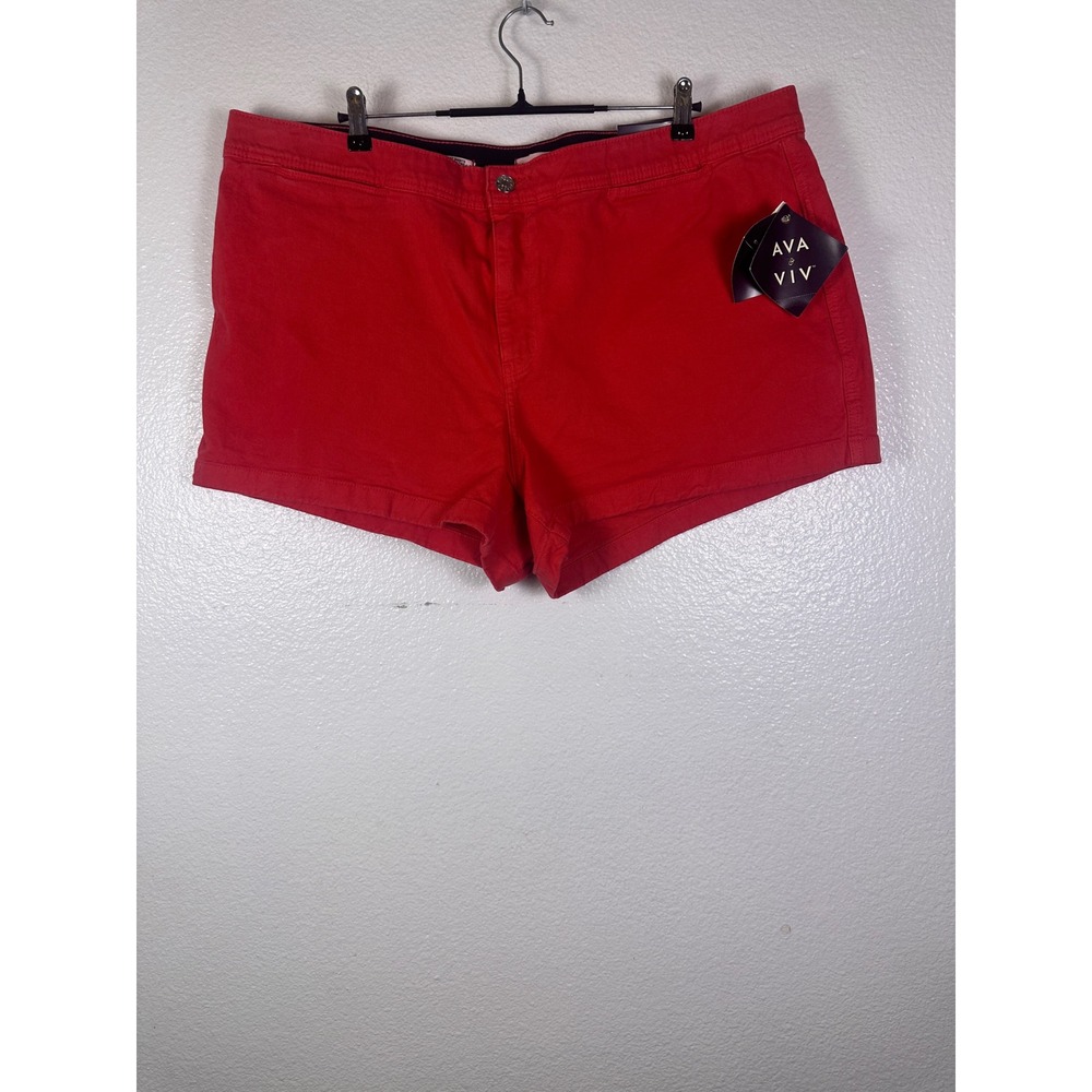 Ava & Viv Womens Red High Rise Smart‎ Shorts Plus Size 22 Comfort Waist NWT